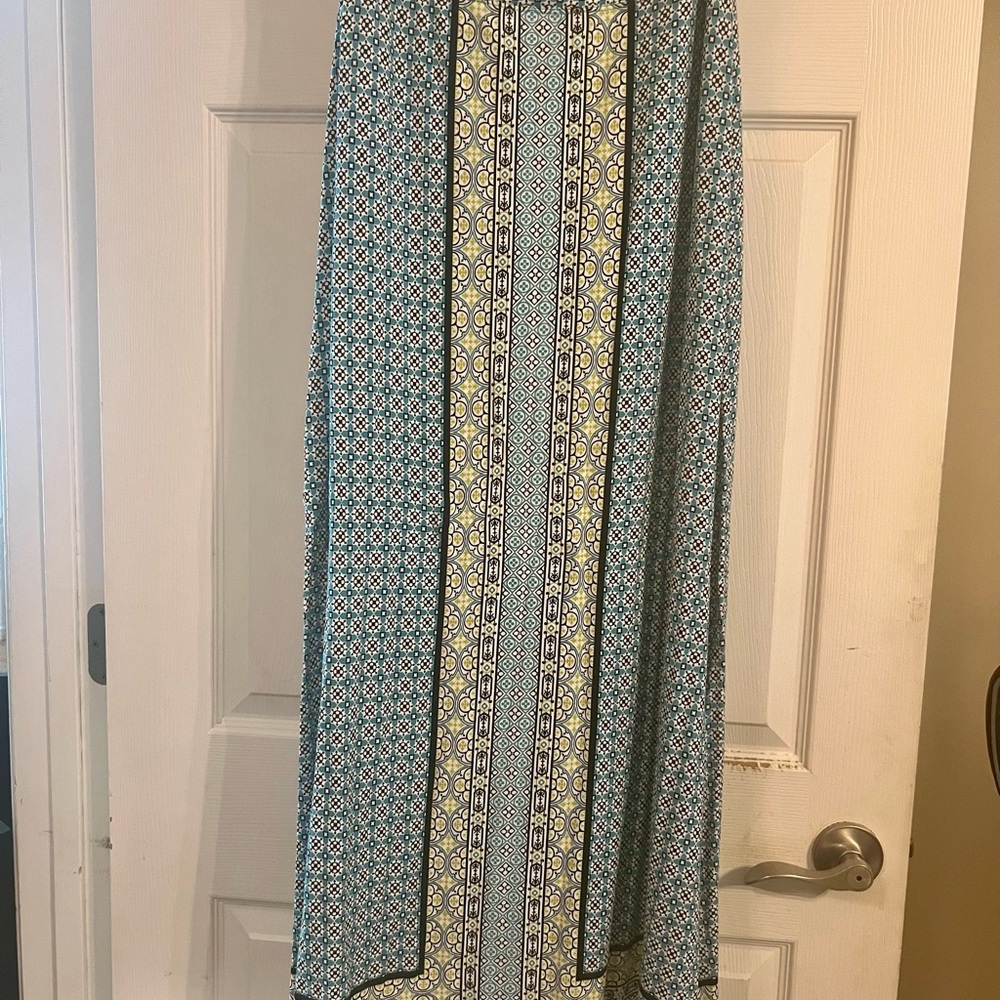 Max Edition A-Line Skirt with Blue and Yellow Patterns